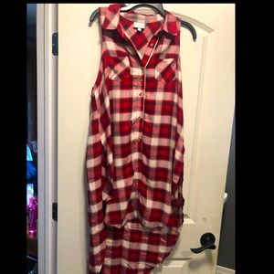 “Used” long western vest! Plaid colors